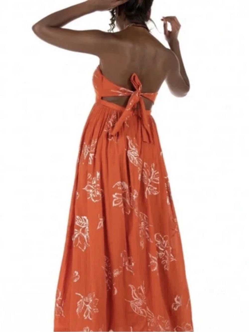 Free People Baja Babe Brick Brown Strapless Bandeau BOHO Midi Dress Sz S - Picture 2 of 10
